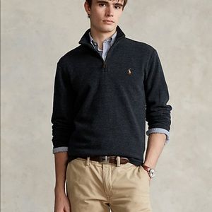 EUC Dark Grey Polo Ralph Lauren Estate-Rib Quarter-Zip Pullover